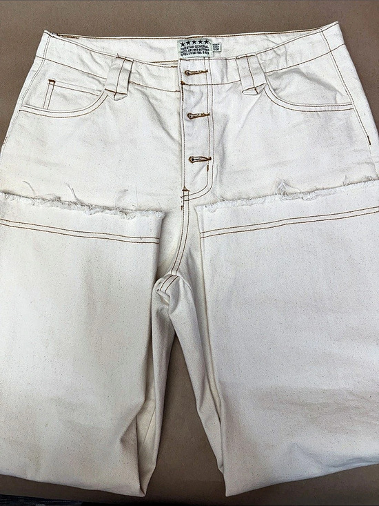 FiveStar General Denim - FiveStar General JLG Cream  Straight Leg Jeans Waist 022